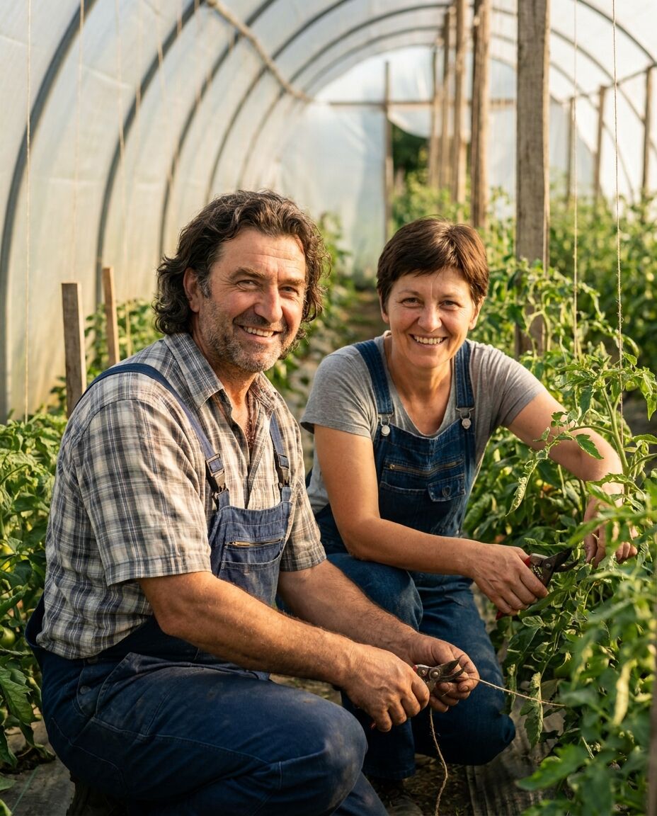 Бране и Љубинка у пластенику